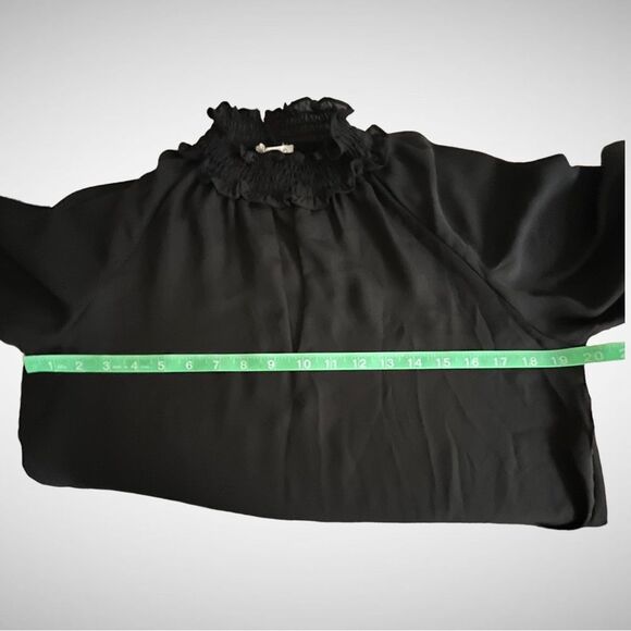 Main Strip Sheer Black High Neck Key Hole Blouse, Size Small - Picture 7 of 8